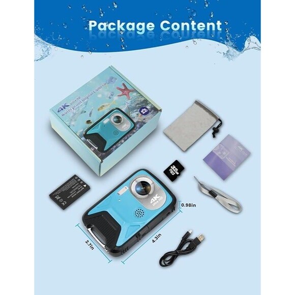 4K 48MP Underwater Camera, 16FT Waterproof Digital Camera with 32GB Card, OBO - Picture 8 of 8
